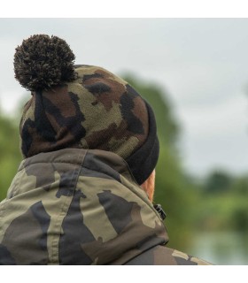 Avid Carp Black and Camo Bobble Hat