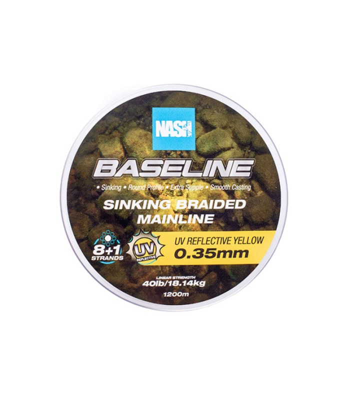 Nash Baseline Sinking Braid UV 0,35mm 1200mt Yellow