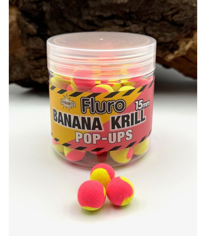 Dynamite Baits Fluro Two Tone Pop-Ups Krill & Banana 15mm