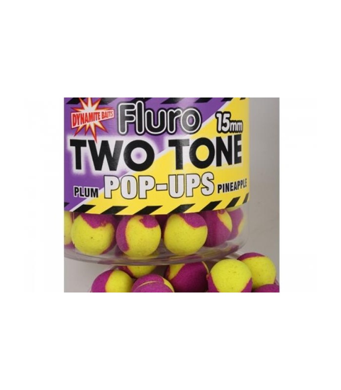 Dynamite Baits Fluro Two Tone Pop-Ups Plum & Pineapple 15mm