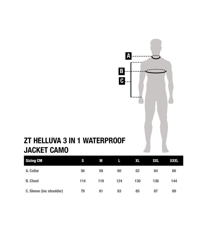 Nash ZT Helluva 3 in 1 Waterproof Jacket Camo tg.M