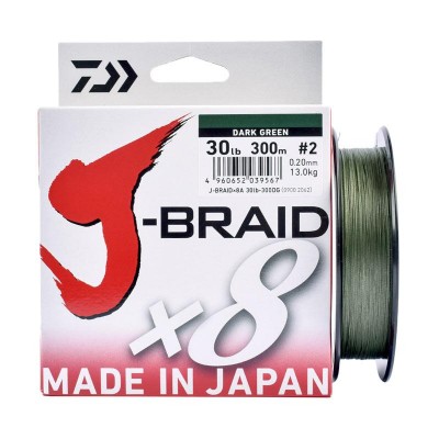 Daiwa  J-Braid X8 0,20mm 300mt Dark Green (made in japan)