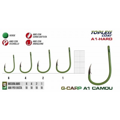 GAMAKATSU AMO G-CARP A1 SPECIALIST COATED CAMO GREEN size 1