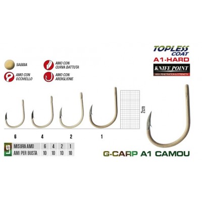 Gamakatsu G-Carp A1 Specialist-X Knife Point Camo Sand size:8